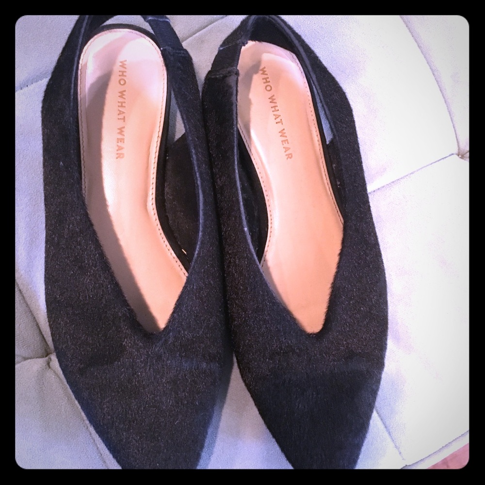 Flat black sling backs